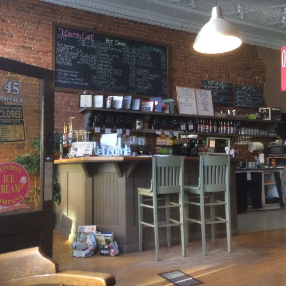 McGinty's Café - a woman sitting at the bar - Cafes Near Me - Meaford, Ontario