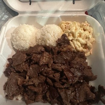 Da Braddahz Grindz - Beef Teriyaki plate with two scoops of rice and macaroni. - Food Trucks Near Me - Kailua-Kona, Hawaii Da Braddahz Grindz - Beef Teriyaki plate with two scoops of rice and macaroni. - Food Trucks Near Me - Kailua-Kona, Hawaii