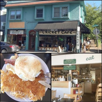 Cricket Cafe - American Lumberjack Benedict: English biscuit with 2 salt and pepper bacons on top with 2 over easy eggs and a citrus hollandaise sauce. - Breakfast & Brunch Near Me - Portland, Oregon