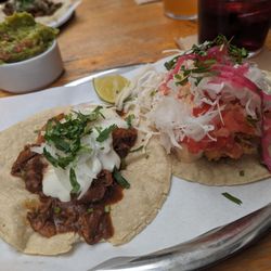 Maiz Taqueria - Pollo en mole; Baja fish taco