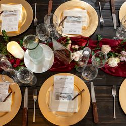 Sweet Stems Florist - Guest tables with greenery runners and pops of blooms