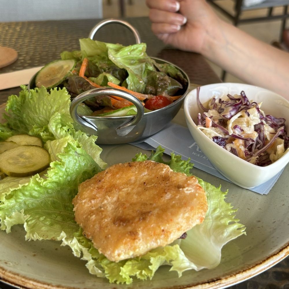 Wai'olu Ocean Cuisine - Garlic Shrimp Burger (made keto) - Sushi Bars Near Me - Honolulu, Hawaii Wai'olu Ocean Cuisine - Garlic Shrimp Burger (made keto) - Sushi Bars Near Me - Honolulu, Hawaii
