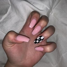 Coffin nails with a checker board detail. Coffin nails with a checker board detail.