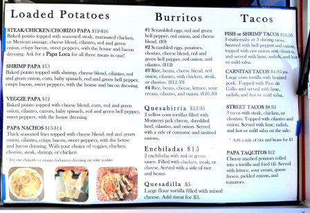 Menu photo 2 Papa Loca Grants Pass, OR