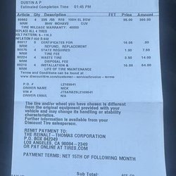 Maricopa Auto Outlet - The receipt clearly states the Roman at Maricopa Auto Outlet in Maricopa Az. purchased the wrong tires and got cheap rather than OEM