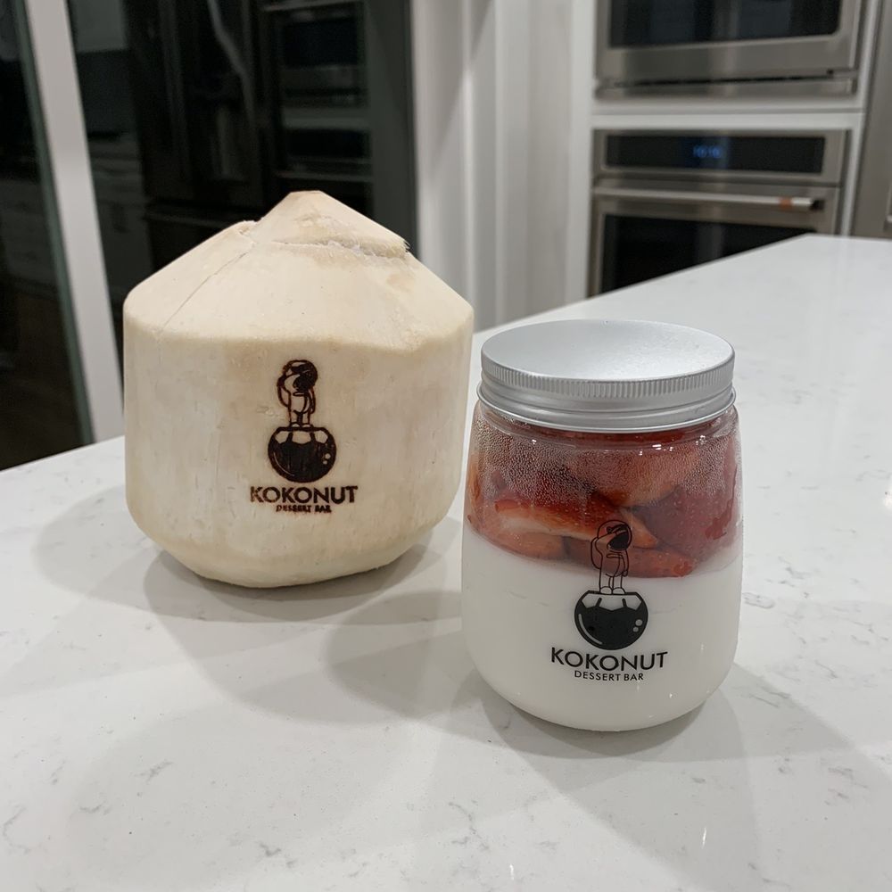 KOKONUT - Duke Bakery - Coconut Pudding in the Shell & Coconut Pudding w/ Strawberry - Desserts Near Me - Irvine, California KOKONUT - Duke Bakery - Coconut Pudding in the Shell & Coconut Pudding w/ Strawberry - Desserts Near Me - Irvine, California