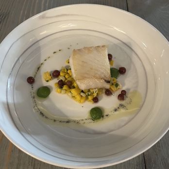 Violet - Alaskan Black Cod with corn and champagne grapes - New American Near Me - Seattle, Washington