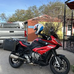 Iron Horse Motorcycles - Install curmudgeon, stodgy bags on the back of a fast red BMW bike ... "officer I'm just one of those old adventure rider" guys