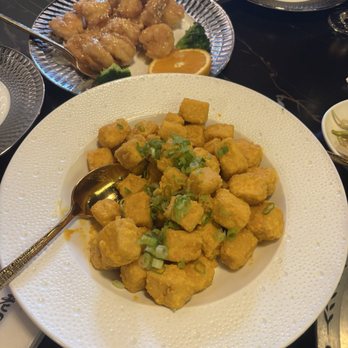 Lao Sze Chuan - Lemon Shrimp and Salted Egg Yolk Tofu - Chinese Near Me - Memphis, Tennessee