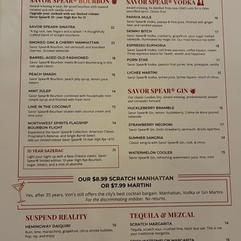 Von's 1000Spirits - Menu - Cocktail Bars Near Me - Kirkland, Washington Von's 1000Spirits - Menu - Cocktail Bars Near Me - Kirkland, Washington