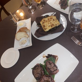 Mignon's Steaks & Seafood - bacon wrapped filet medallion mac n cheese bread! And sweet tea:) - Steakhouses Near Me - Biloxi, Mississippi