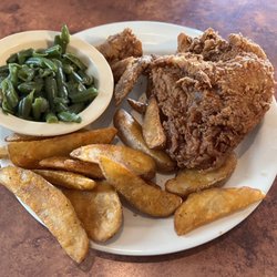 Breck's Green Acres Restaurant - Broasted Chicken Potato Wedges Green Beans - From the Menu