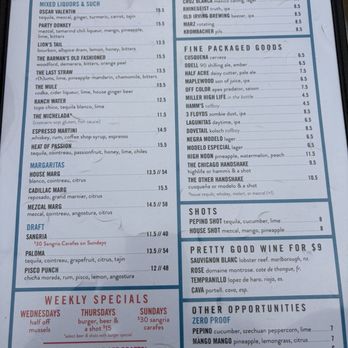 Pilsen Yards - Alcohol drink menu - Tacos Near Me - Chicago, Illinois Pilsen Yards - Alcohol drink menu - Tacos Near Me - Chicago, Illinois