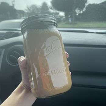 Beachcomber Cafe - 32 oz. to-go mason jar with the light roast & some creamer - Cafes Near Me - Trinidad, California Beachcomber Cafe - 32 oz. to-go mason jar with the light roast & some creamer - Cafes Near Me - Trinidad, California