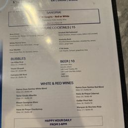 Drinks menu Drinks menu