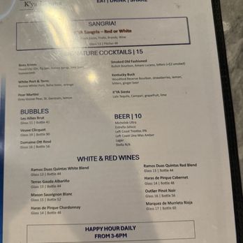 K'ya Laguna - Drinks menu - New American Near Me - Laguna Beach, California K'ya Laguna - Drinks menu - New American Near Me - Laguna Beach, California