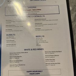 Drinks menu