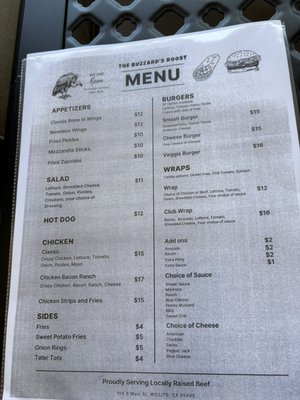 Menu photo 3 The Buzzard's Roost Willits, CA