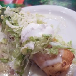 Lunch Chimichanga de Camaron, pricey but delicious, and filled with surprisingly large shrimp.