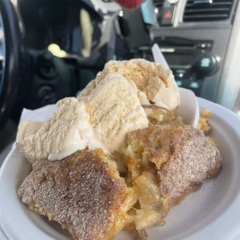 Vogel Orchard - peach cobbler with peach butter ice cream - Fruits & Veggies Near Me - Fredericksburg, Texas Vogel Orchard - peach cobbler with peach butter ice cream - Fruits & Veggies Near Me - Fredericksburg, Texas