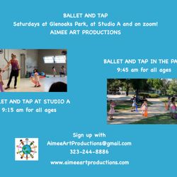 Aimee Art Productions - Join us for dance class Saturday mornings at 9:15 in Studio A and at 9:45 at Glenoaks Park. Go to www.aimeeartproductions.com to sign up.