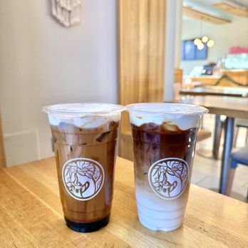 Teas'n You - Brown Sugar Latte (left) and Dirty-Horchata Latte - Bubble Tea Near Me - Vienna, Virginia Teas'n You - Brown Sugar Latte (left) and Dirty-Horchata Latte - Bubble Tea Near Me - Vienna, Virginia