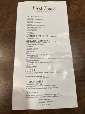 Menu photo 4 First Toast Lodi, CA