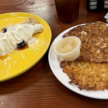Eggspress Cafe - Cherry Crepes 2 Pieces Potato Pancakes - New American Near Me - Round Lake, Illinois Eggspress Cafe - Cherry Crepes 2 Pieces Potato Pancakes - New American Near Me - Round Lake, Illinois