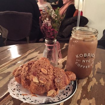 Kobrick Coffee - Almond croissant and iced latte - Cocktail Bars Near Me - New York, New York