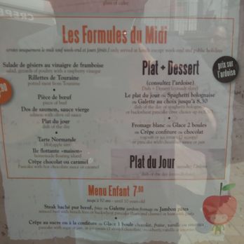 Crêperie Anne de Bretagne - Portion of the posted menu showing the formules selections. - Creperies Near Me - Amboise, 37 Crêperie Anne de Bretagne - Portion of the posted menu showing the formules selections. - Creperies Near Me - Amboise, 37