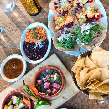 Cha Cha's Latin Kitchen - Complimentary chips, 6 taco platter, and Ceviche Sampler - Mexican Near Me - Irvine, California Cha Cha's Latin Kitchen - Complimentary chips, 6 taco platter, and Ceviche Sampler - Mexican Near Me - Irvine, California