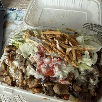 Ali Baba’s Kitchen - Mixed basmati rice bowl with lemon chicken and gyro meat - Middle Eastern Near Me - North Haven, Connecticut