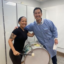 Banging the drum after taking my Invisalign off. With Dr. Ho!
