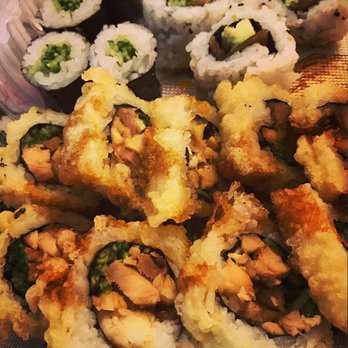 Yo Sushi - Chicken teriyaki rolls deep fried. Veggie and kapa rolls in the background. - Sushi Bars Near Me - Vallejo, California Yo Sushi - Chicken teriyaki rolls deep fried. Veggie and kapa rolls in the background. - Sushi Bars Near Me - Vallejo, California