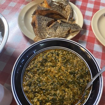 Afrikiko Restaurant - Egusi Soup with Fried Fish - African Near Me - Houston, Texas Afrikiko Restaurant - Egusi Soup with Fried Fish - African Near Me - Houston, Texas