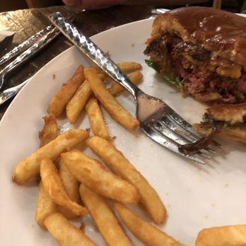 Northampton Wine + Dine - a plate of fries and a burger - Wine Bars Near Me - Greenville, South Carolina