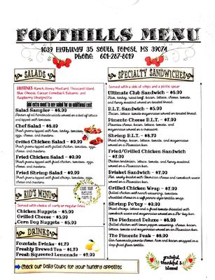 Menu photo 1 Foothills Diner Forest, MS