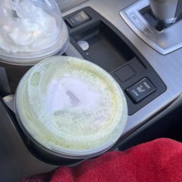 Iced matcha latte with lavender foam