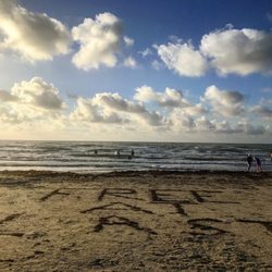 Malaquite Beach Campground - Someone created this using seaweed on the beach