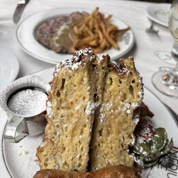 Medium Rare - Sausage, French Toast, with Steak Frite and French Fries on the second plate. - Steakhouses Near Me - Arlington, Virginia
