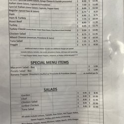 Earl's Sub Shop - Menu as of Jan 2023