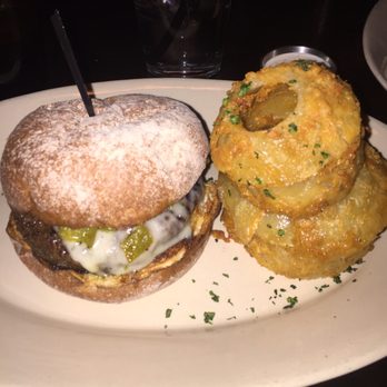 CHoP Chandler - Green chile burger with onion rings - Steakhouses Near Me - Chandler, Arizona