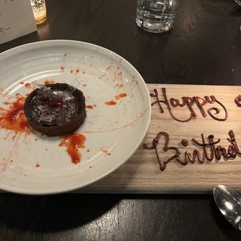 Ledger Restaurant & Bar - Gluten free chocolate tart with strawberry drizzle Festive for Halloween - Desserts Near Me - Salem, Massachusetts Ledger Restaurant & Bar - Gluten free chocolate tart with strawberry drizzle Festive for Halloween - Desserts Near Me - Salem, Massachusetts