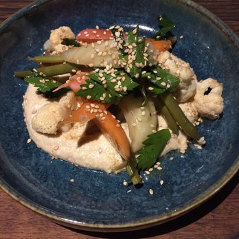 FlintCreek Cattle - Delish pickled vegetable starter with tahini. - New American Near Me - Seattle, Washington