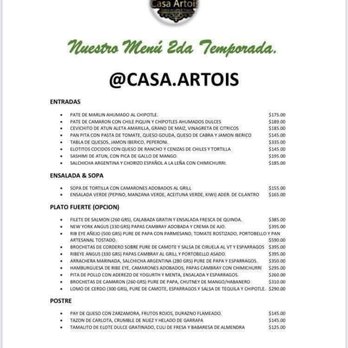 Casa Artois - Sessional Menue - Restaurants Near Me - Tepotzotlán, MEX