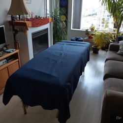 Linda Ann Farruggia, RMT - Massage therapy in the comfort of your home. This set up is in a one bedroom condo in the living room space.