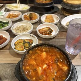 mushroom tofu soup, sides