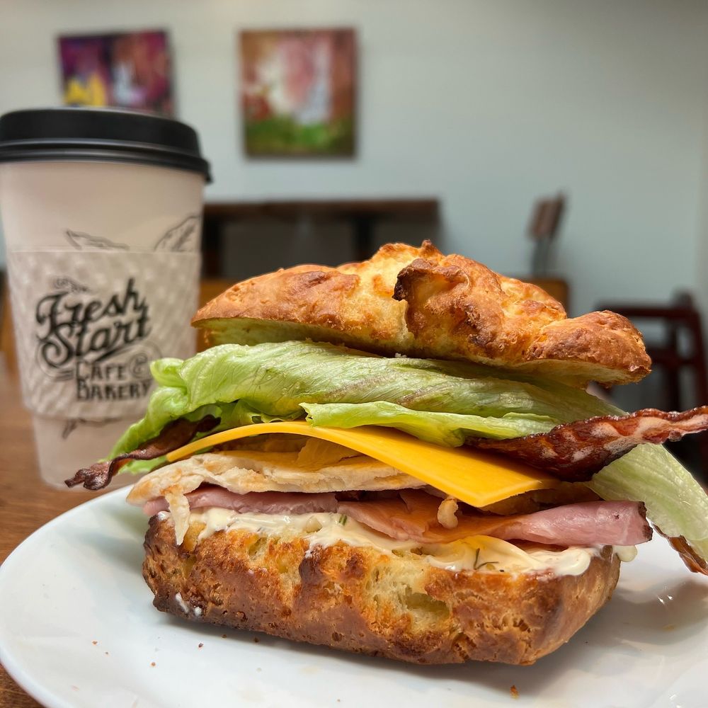 Fresh Start Cafe and Bakery - Club sandwich with biscuit - Coffee & Tea Near Me - Delaware, Ohio Fresh Start Cafe and Bakery - Club sandwich with biscuit - Coffee & Tea Near Me - Delaware, Ohio