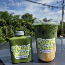 Cloud Club - Coconut caramel swirl matcha latte and Maple Matcha latte flask