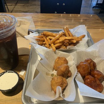 Fire Wings - Howe - Lemon pepper and barbecue wings with REG - SEASON FRIES and Cherry Pepsi - Chicken Wings Near Me - Sacramento, California